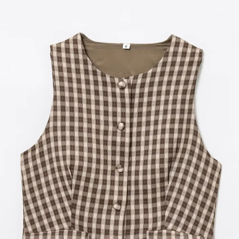 same ANTHEM. Soulmate Plaid Vest – Cinched Sleeveless Streetwear Top for Women