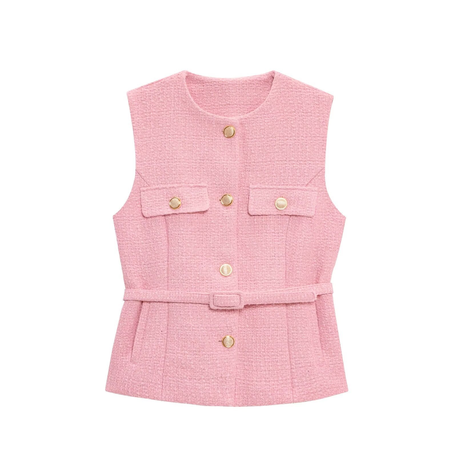 same ANTHEM. Soulmate Streetwear Vest – Textured Sleeveless Top for Women - pink / XS