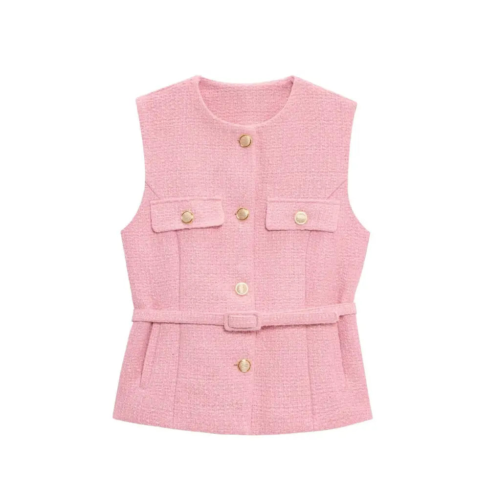 same ANTHEM. Soulmate Streetwear Vest – Textured Sleeveless Top for Women - pink / XS