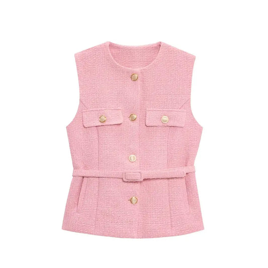 same ANTHEM. Soulmate Streetwear Vest – Textured Sleeveless Top for Women - pink / XS