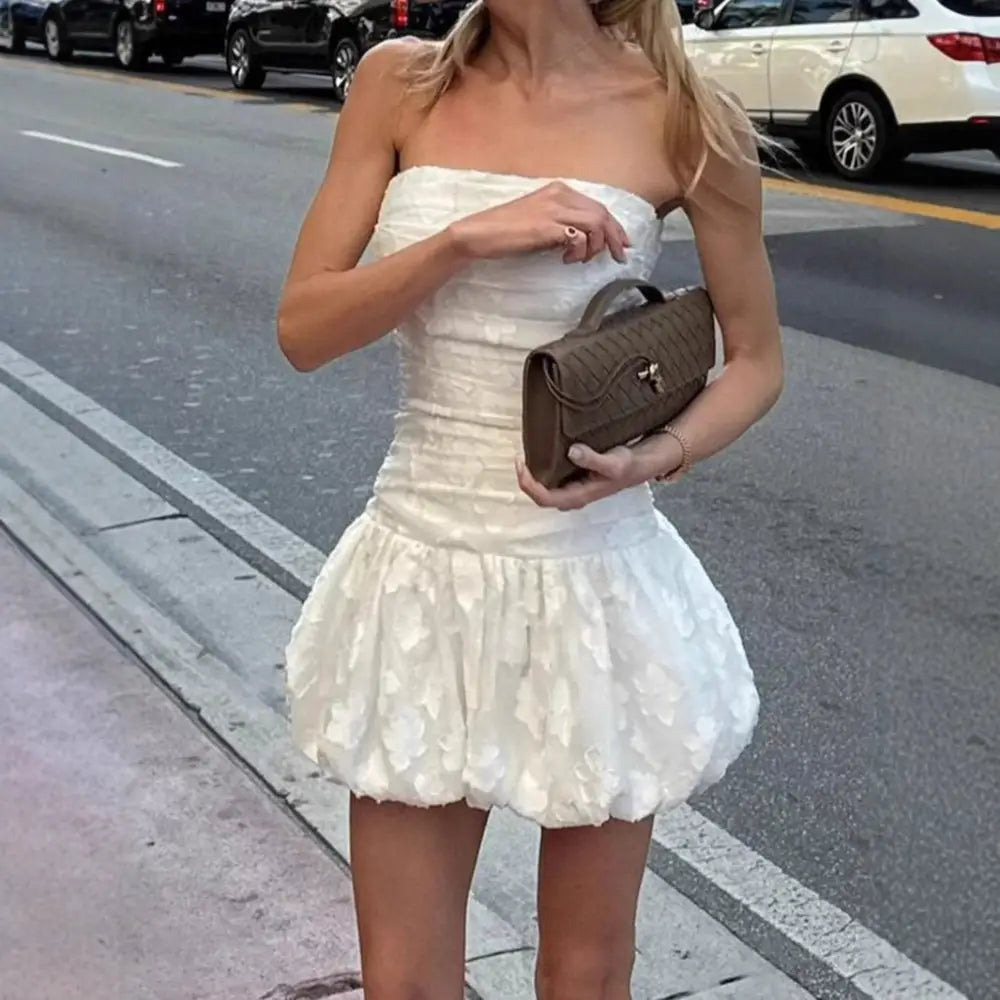 same ANTHEM. Strapless Bubble Skirt – Textured Soulmate Streetwear for Lovers & Besties