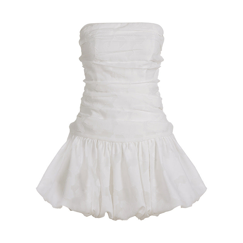 same ANTHEM. Strapless Bubble Skirt – Textured Soulmate Streetwear for Lovers & Besties - White / S