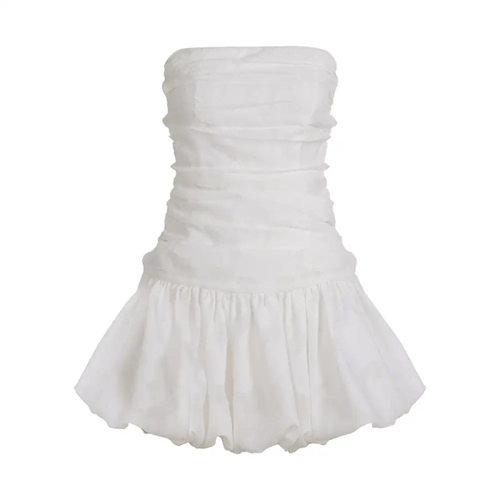 same ANTHEM. Strapless Bubble Skirt – Textured Soulmate Streetwear for Lovers & Besties - White / S
