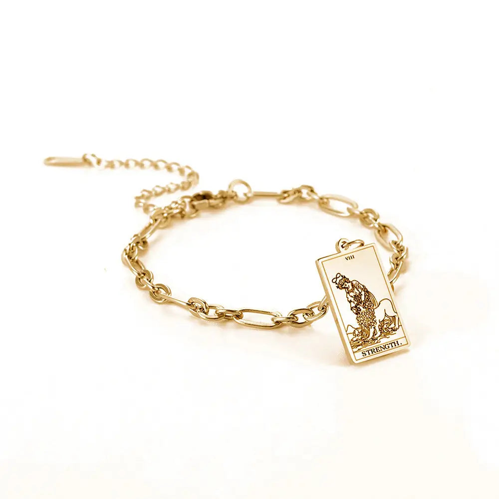 same ANTHEM. Tarot Card Oval Link Bracelet – Soulmate Streetwear Jewelry - Gold / 7 Style