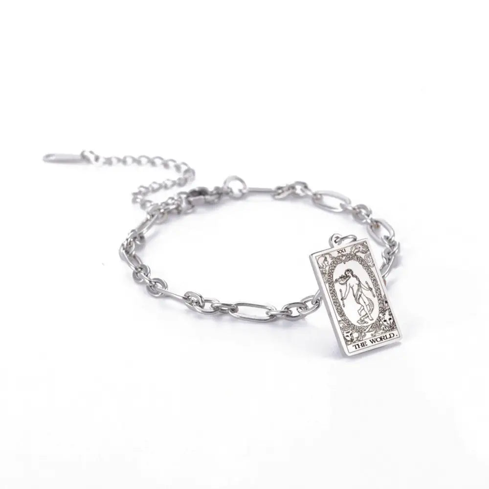 same ANTHEM. Tarot Card Oval Link Bracelet – Soulmate Streetwear Jewelry - Silver / 12 Style