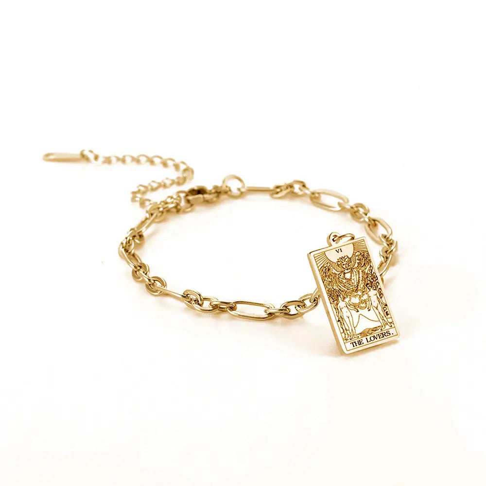 same ANTHEM. Tarot Card Oval Link Bracelet – Soulmate Streetwear Jewelry - Gold / 4 Style