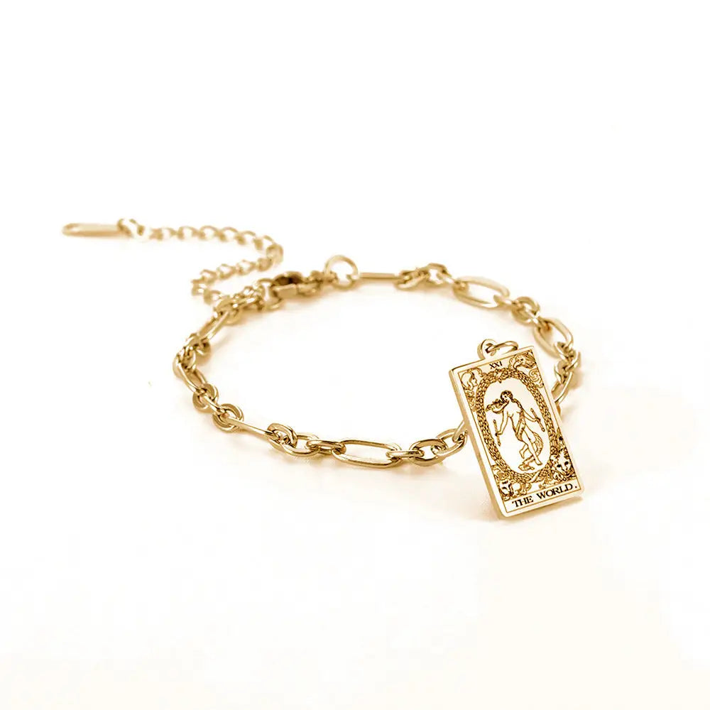 same ANTHEM. Tarot Card Oval Link Bracelet – Soulmate Streetwear Jewelry - Gold / 12 Style