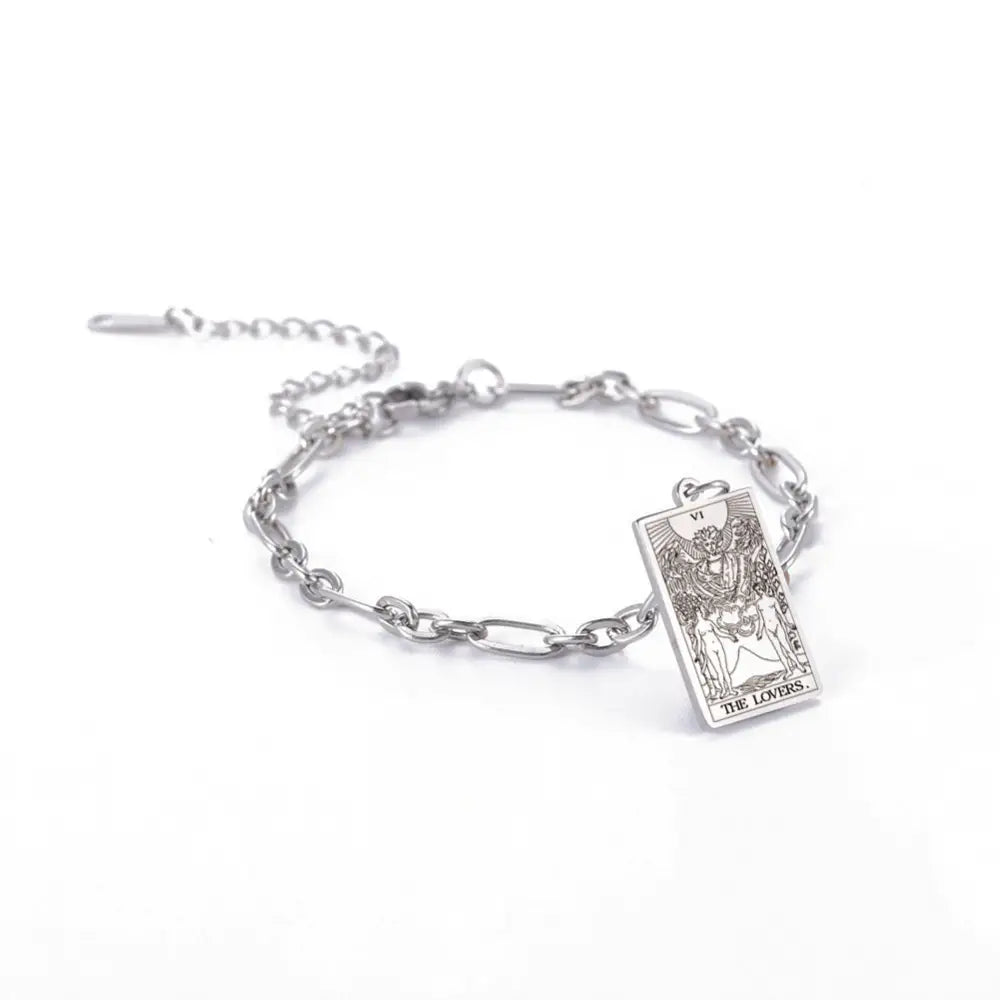 same ANTHEM. Tarot Card Oval Link Bracelet – Soulmate Streetwear Jewelry - Silver / 4 Style