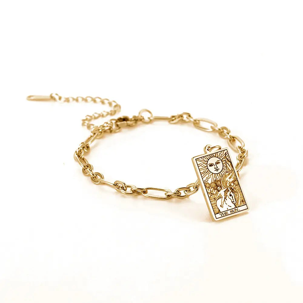 same ANTHEM. Tarot Card Oval Link Bracelet – Soulmate Streetwear Jewelry - Gold / 11 Style