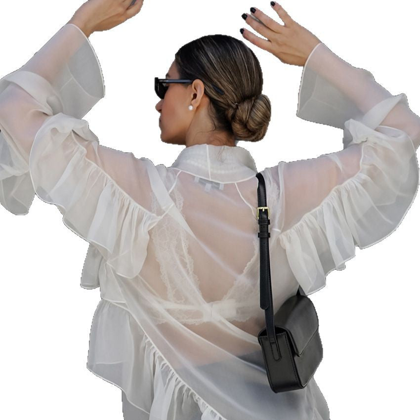 same ANTHEM. V-Neck White Ruffled Tencel Top – Soulmate Streetwear for Women