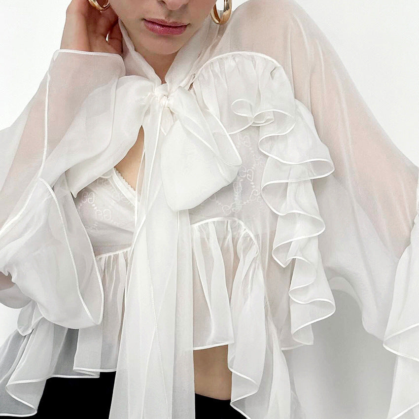 same ANTHEM. V-Neck White Ruffled Tencel Top – Soulmate Streetwear for Women