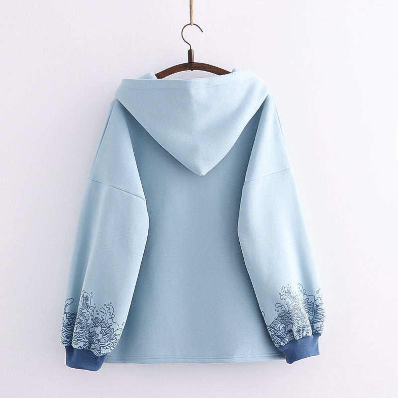 same ANTHEM. Wave Print Fleece Hoodie – Chinese Tradition Meets Soulmate Streetwear