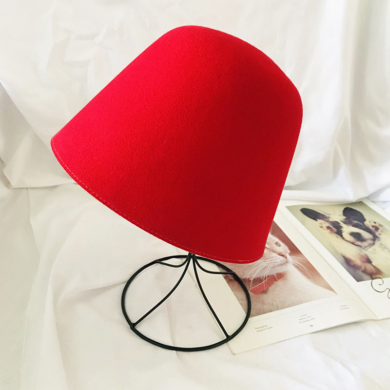 same ANTHEM. Wool Felt Fisherman Hat – Retro Winter Streetwear for Soulmates - red / 56-58cm