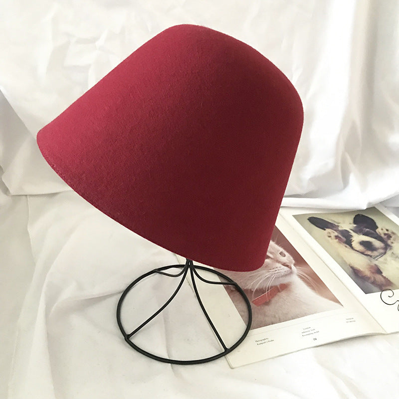 same ANTHEM. Wool Felt Fisherman Hat – Retro Winter Streetwear for Soulmates - Rust Red / 56-58cm