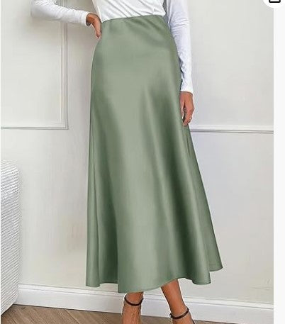 Satin Fishtail Skirt for Women | Lover’s Skirt for Friends & Soulmates | same ANTHEM - Light Green / L