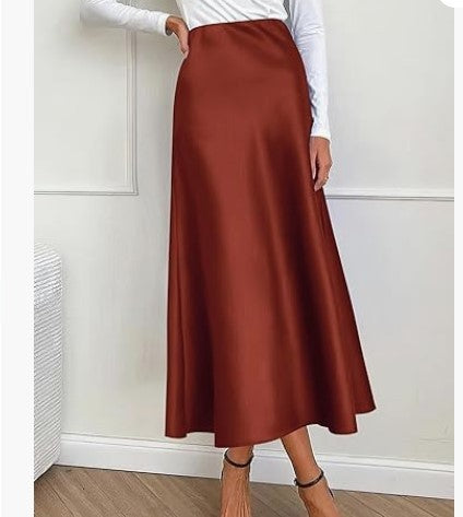 Satin Fishtail Skirt for Women | Lover’s Skirt for Friends & Soulmates | same ANTHEM - Brown / L