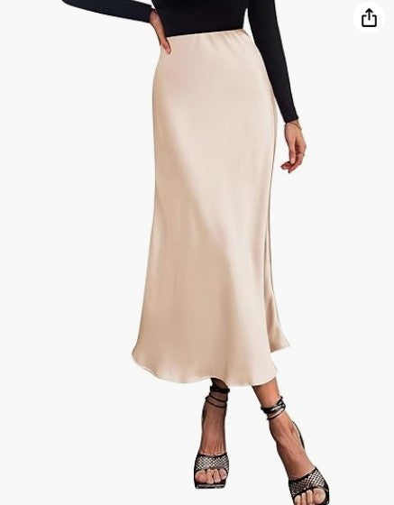 Satin Fishtail Skirt for Women | Lover’s Skirt for Friends & Soulmates | same ANTHEM - Beige / L