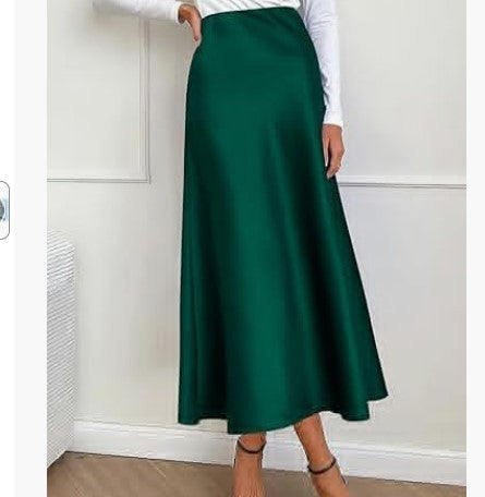 Satin Fishtail Skirt for Women | Lover’s Skirt for Friends & Soulmates | same ANTHEM - Dark Green / L