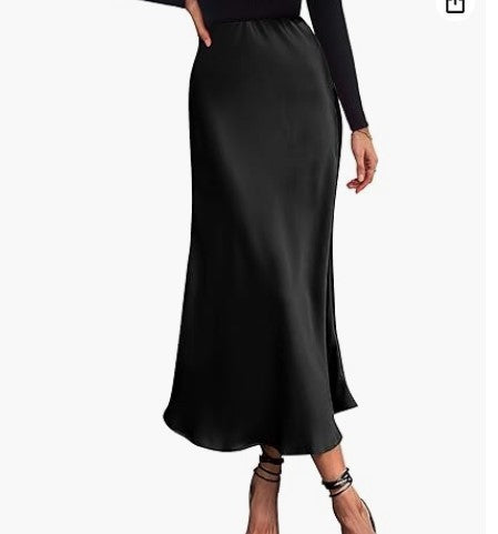 Satin Fishtail Skirt for Women | Lover’s Skirt for Friends & Soulmates | same ANTHEM - Black / L