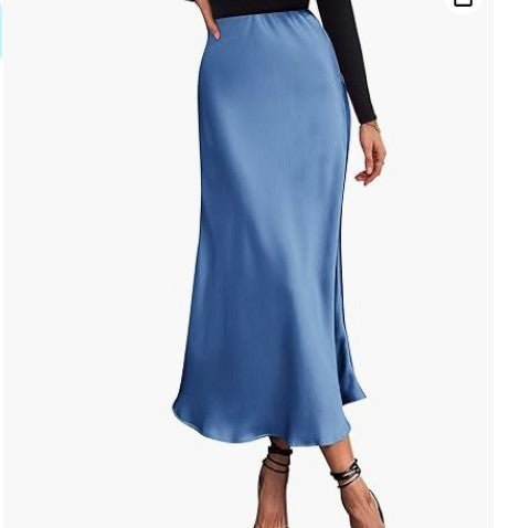 Satin Fishtail Skirt for Women | Lover’s Skirt for Friends & Soulmates | same ANTHEM - Sky Blue / L