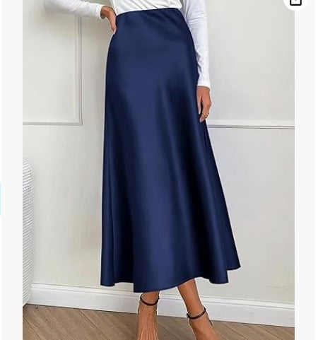 Satin Fishtail Skirt for Women | Lover’s Skirt for Friends & Soulmates | same ANTHEM - Navy Blue / L