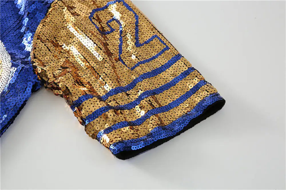 Sequin Sports Jersey Top for Women | Trendy Streetwear | same ANTHEM. - BLUE / One Size