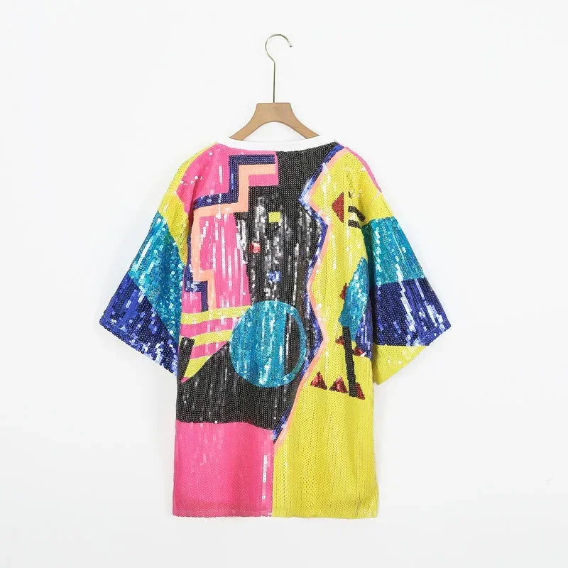 Sequin Streetwear T-Shirt Women – Hip Hop Nightclub Vibes | same ANTHEM. - Yellow / One Size