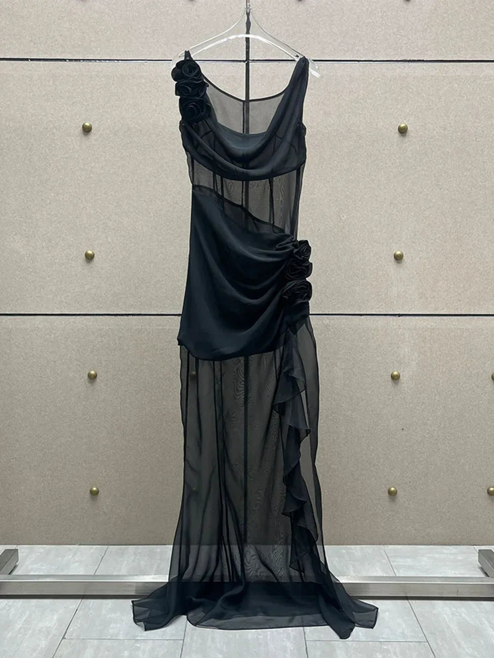 Sheer Floral Ruffle Maxi Dress – Dreamy Summer Gown | same ANTHEM