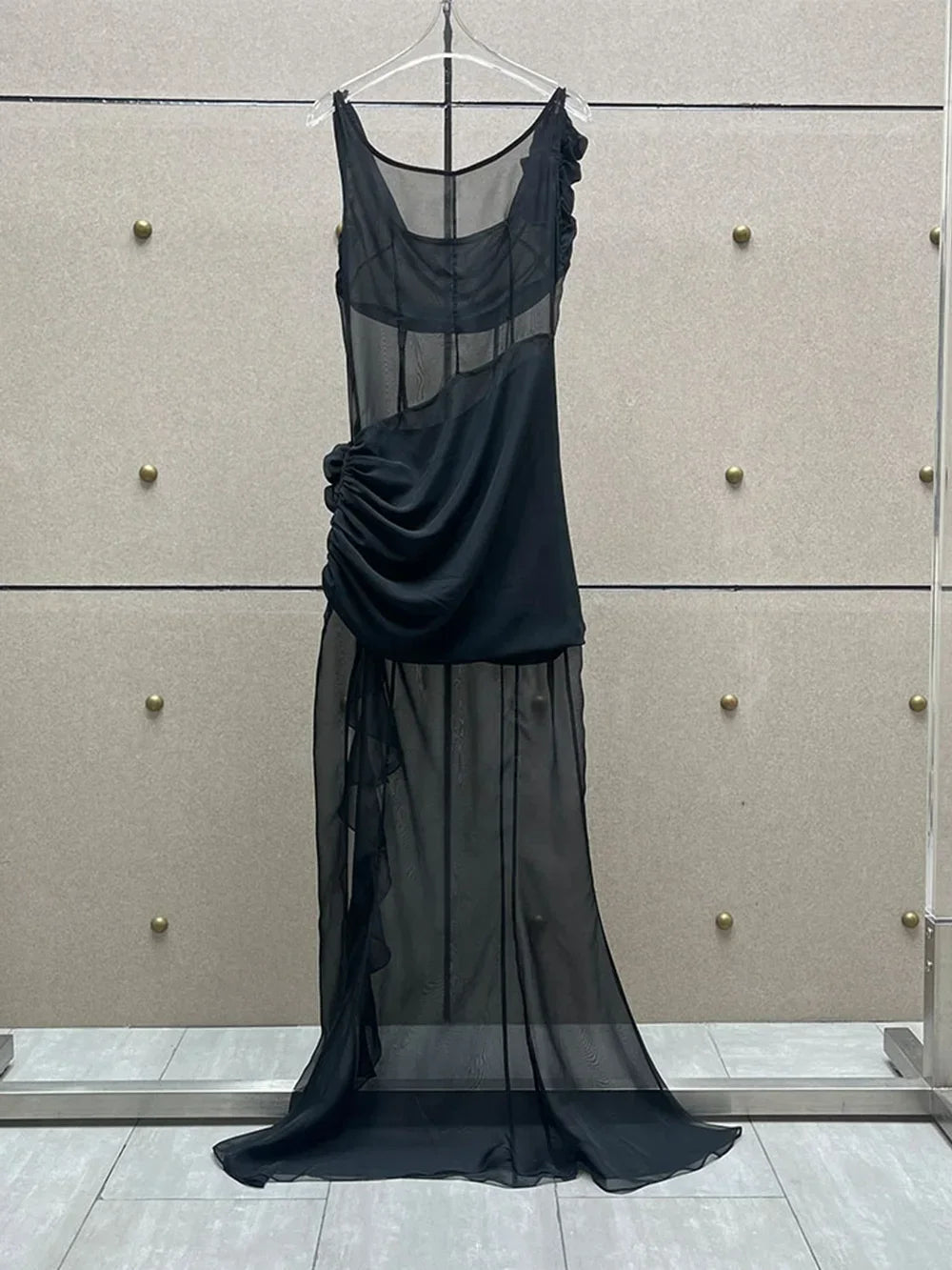 Sheer Floral Ruffle Maxi Dress – Dreamy Summer Gown | same ANTHEM
