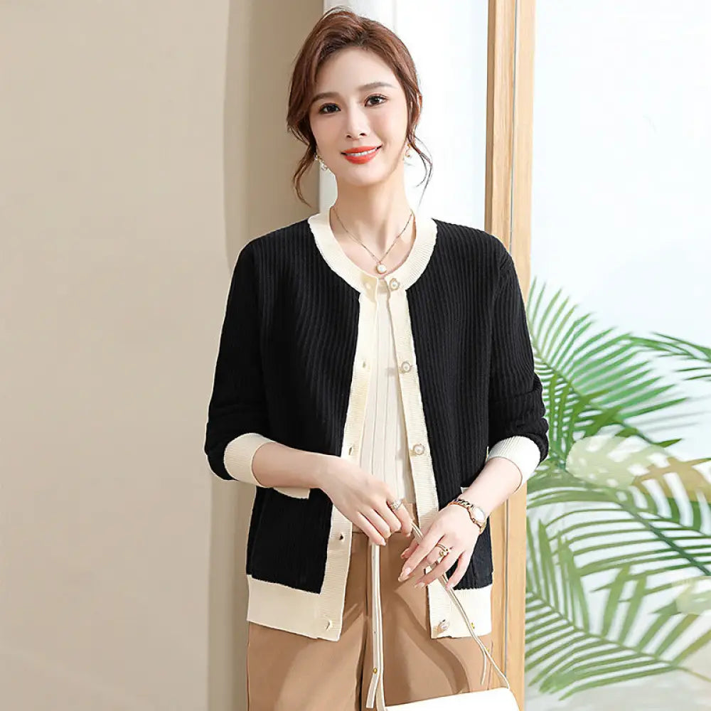 Short Knitted Outdoor Cardigan – Chic & Versatile Layer | same ANTHEM - Black / 2XL