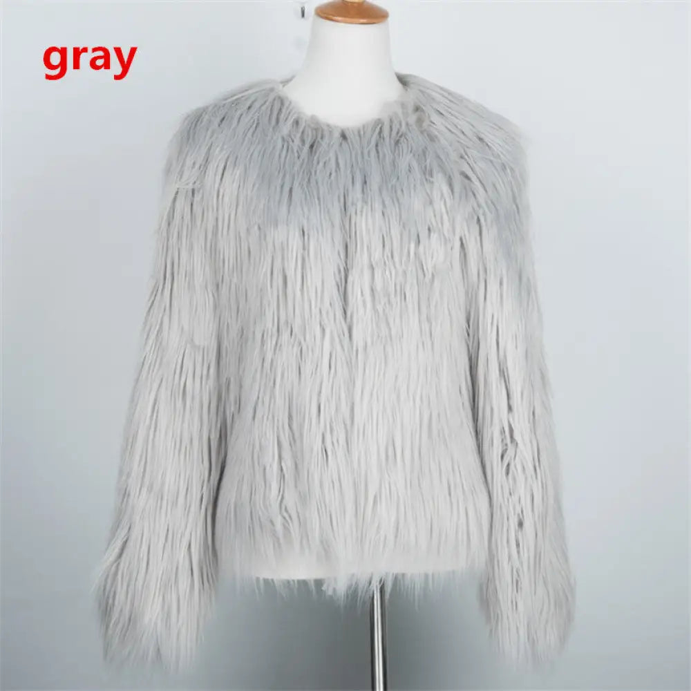 Short Plus Size Fur Coat for Women | Cozy Winter Outerwear | same ANTHEM. - Gray / L