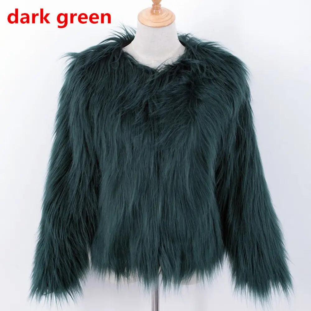 Short Plus Size Fur Coat for Women | Cozy Winter Outerwear | same ANTHEM. - Green / L