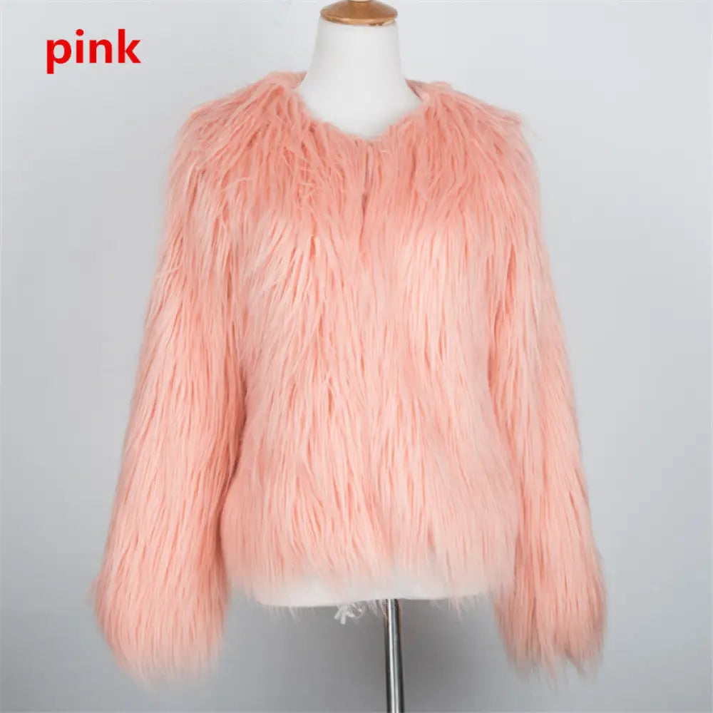 Short Plus Size Fur Coat for Women | Cozy Winter Outerwear | same ANTHEM. - Pink / L