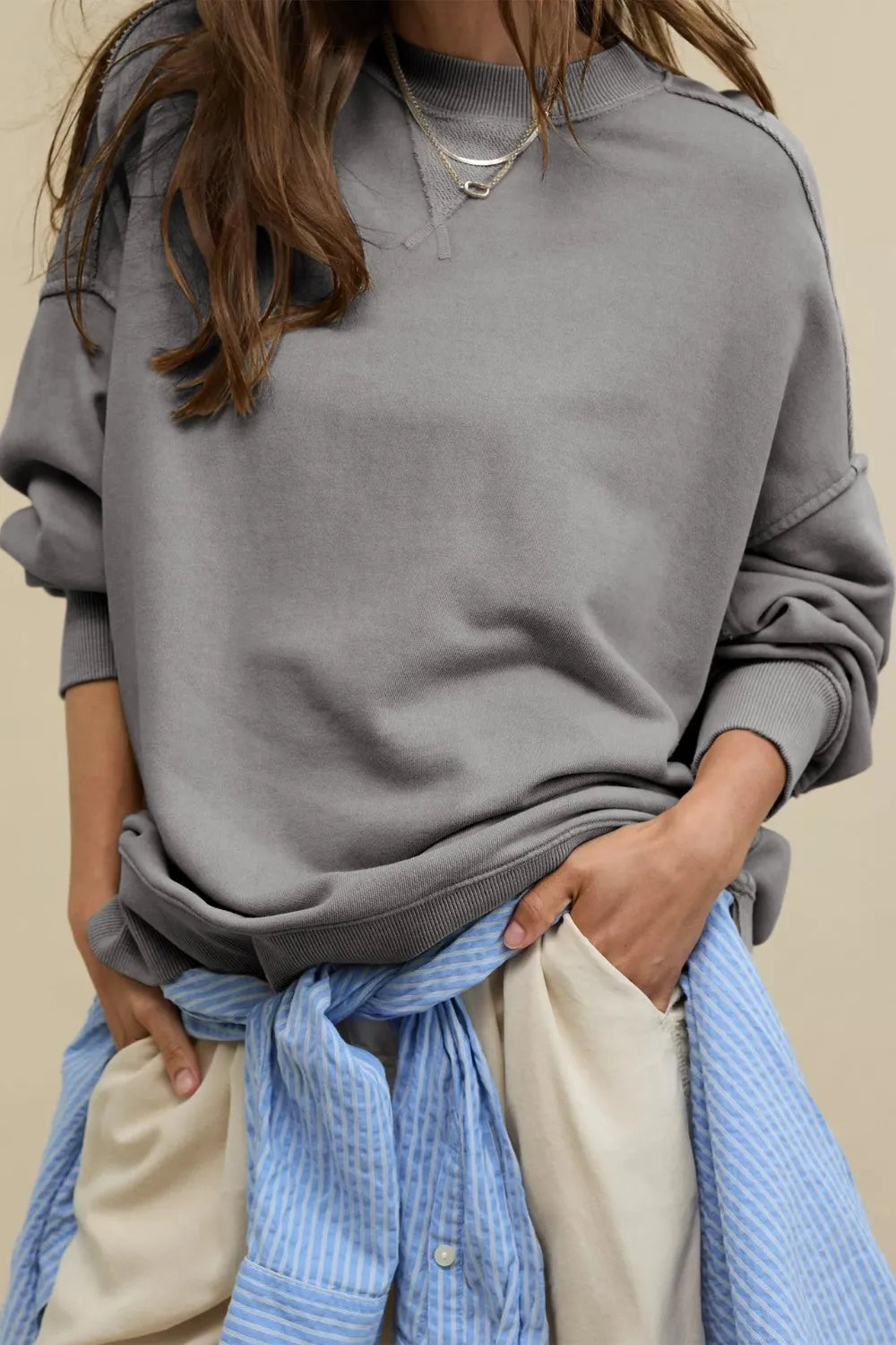 Side Slit Streetwear Sweatshirt – same ANTHEM | Casual Style for Soulmates & Lovers - Dark Gray / XL