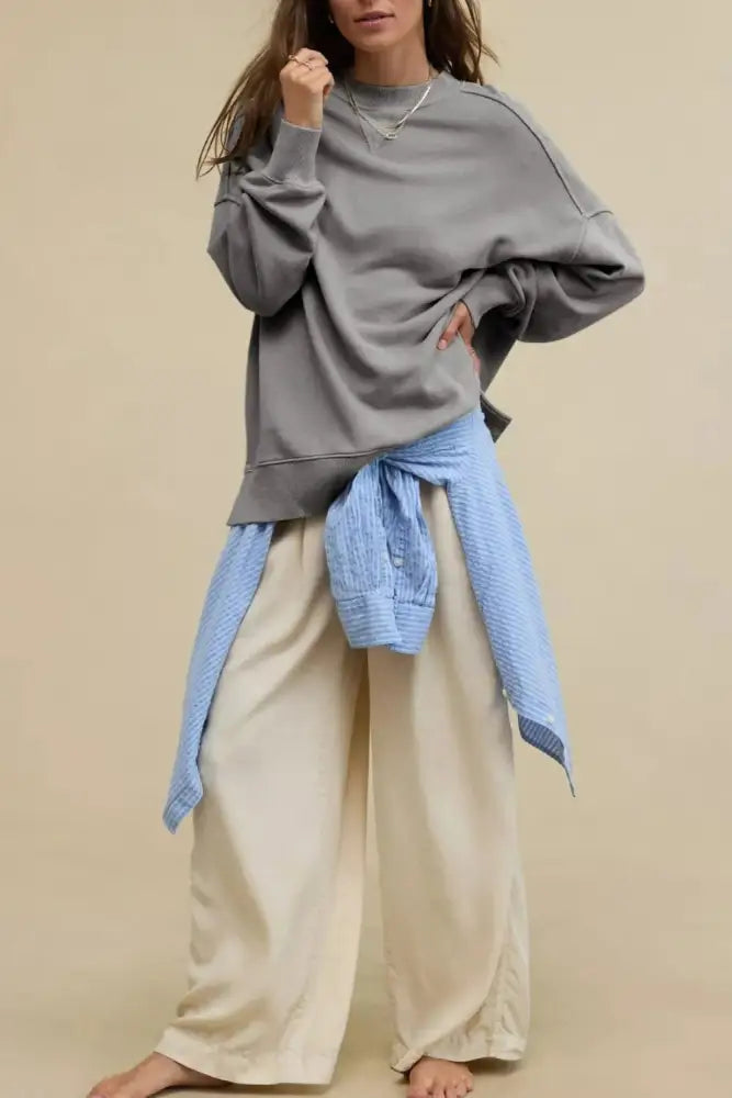 Side Slit Streetwear Sweatshirt – same ANTHEM | Casual Style for Soulmates & Lovers