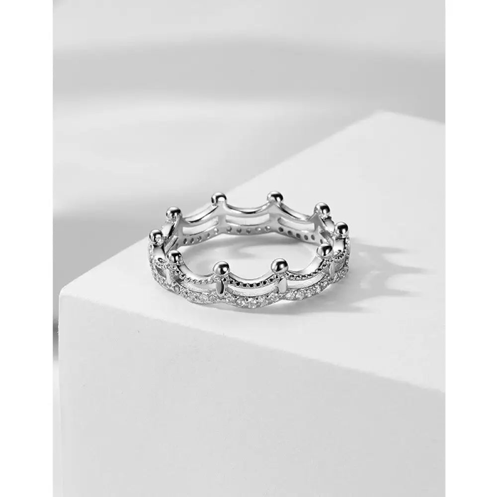 Silver Crown Ring with Inlay Diamond – Fashion For Lovers | same ANTHEM