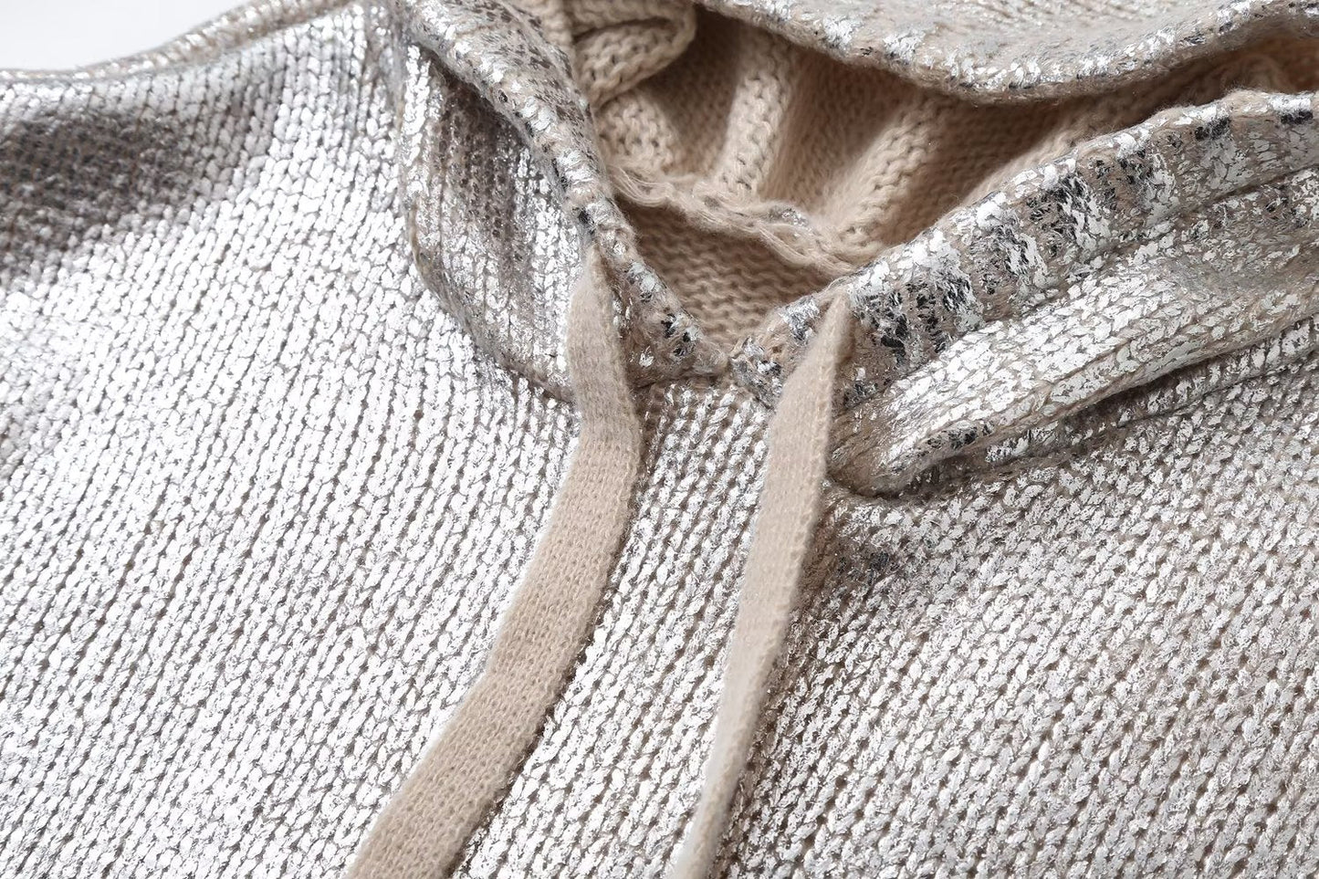 Silver Metallic Hooded Knit Sweater – Dreamy Streetwear | same ANTHEM