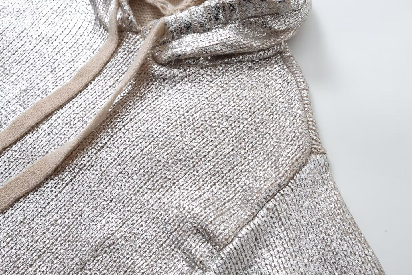 Silver Metallic Hooded Knit Sweater – Dreamy Streetwear | same ANTHEM