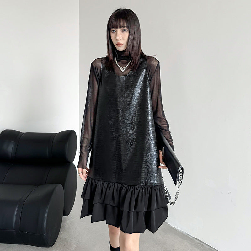 Sleeveless Vest PU Leather Dress | Elegant Vintage Streetwear | same ANTHEM