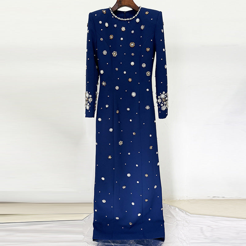 Slim Fit Long Formal Dress | same ANTHEM. - Dark blue / S