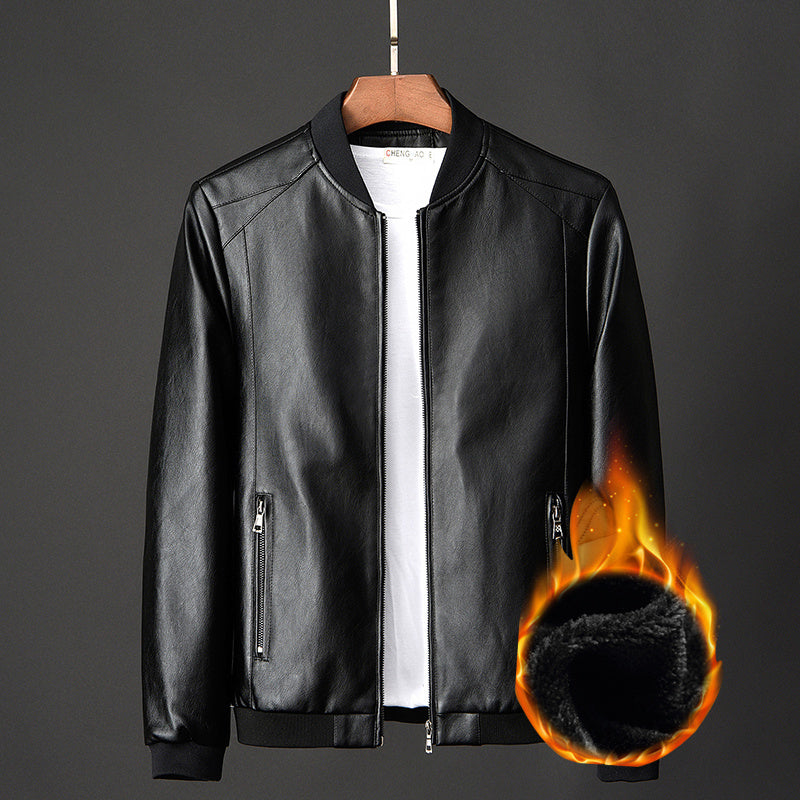 Slim Leather Jacket – Classic Urban & Soulful | same ANTHEM - 817Black plus velvet / 3XL