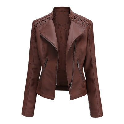 Slim Leather Jacket for Women – Soulmate Style Outerwear | same ANTHEM - Coffee / 2XL - Jacket