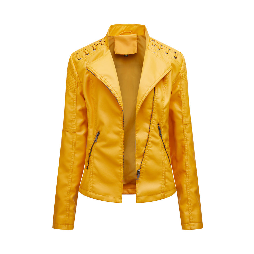 Slim Leather Jacket for Women – Soulmate Style Outerwear | same ANTHEM - Lemonyellow / 2XL - Jacket
