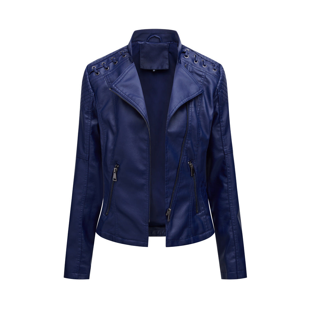 Slim Leather Jacket for Women – Soulmate Style Outerwear | same ANTHEM - Purplish blue / 2XL - Jacket