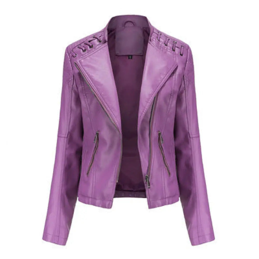 Slim Leather Jacket for Women – Soulmate Style Outerwear | same ANTHEM - Purple / 2XL - Jacket