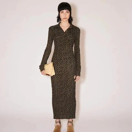 Slim Waist Pleated Shirt Dress | same ANTHEM. - Dark Grey / S