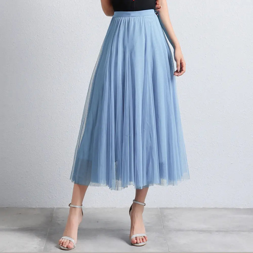 Slimming A-Line Mesh Half-Length Long Skirt | Romantic Dreamy Tulle Skirt | Made for Lovers & Friends | Wear Your Style
