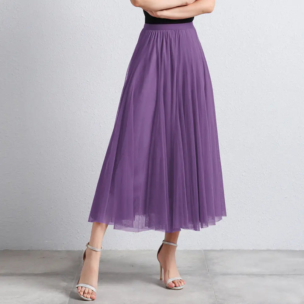 Slimming A-Line Mesh Half-Length Long Skirt | Romantic Dreamy Tulle Skirt | Made for Lovers & Friends | Wear Your Style