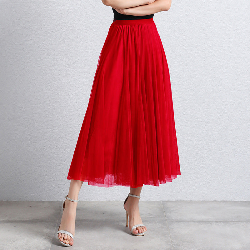 Slimming A-Line Mesh Half-Length Long Skirt | Romantic Dreamy Tulle Skirt | Made for Lovers & Friends | Wear Your Style