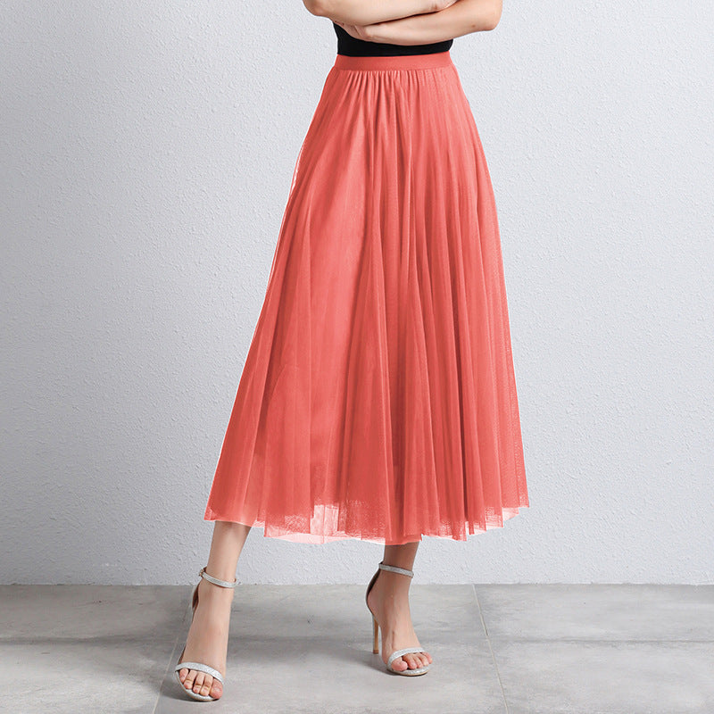 Slimming A-Line Mesh Half-Length Long Skirt | Romantic Dreamy Tulle Skirt | Made for Lovers & Friends | Wear Your Style